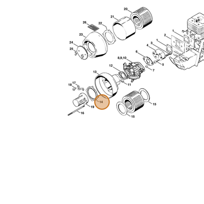 STIHL part 4201-149-0501 — IPL diagram snippet (6x zoom, amber highlight)