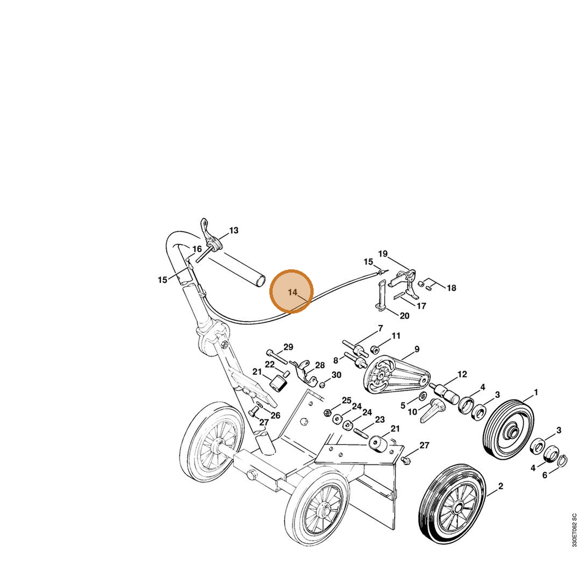 STIHL part 4201-180-1100 — IPL diagram snippet (6x zoom, amber highlight)