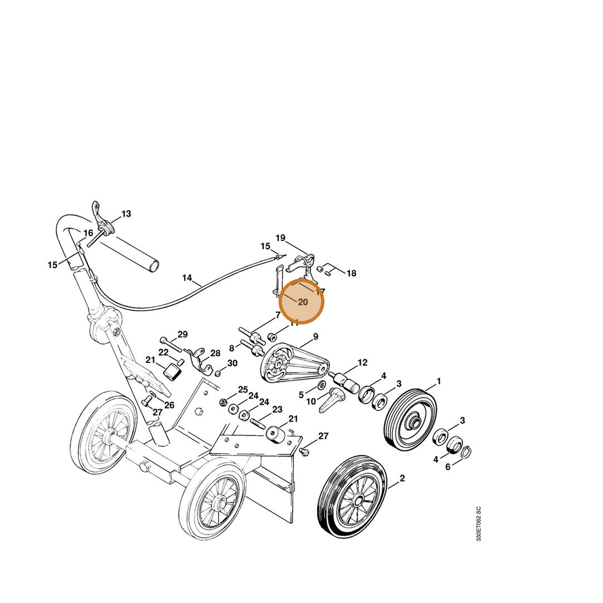 STIHL part 4201-180-2200 — IPL diagram snippet (6x zoom, amber highlight)