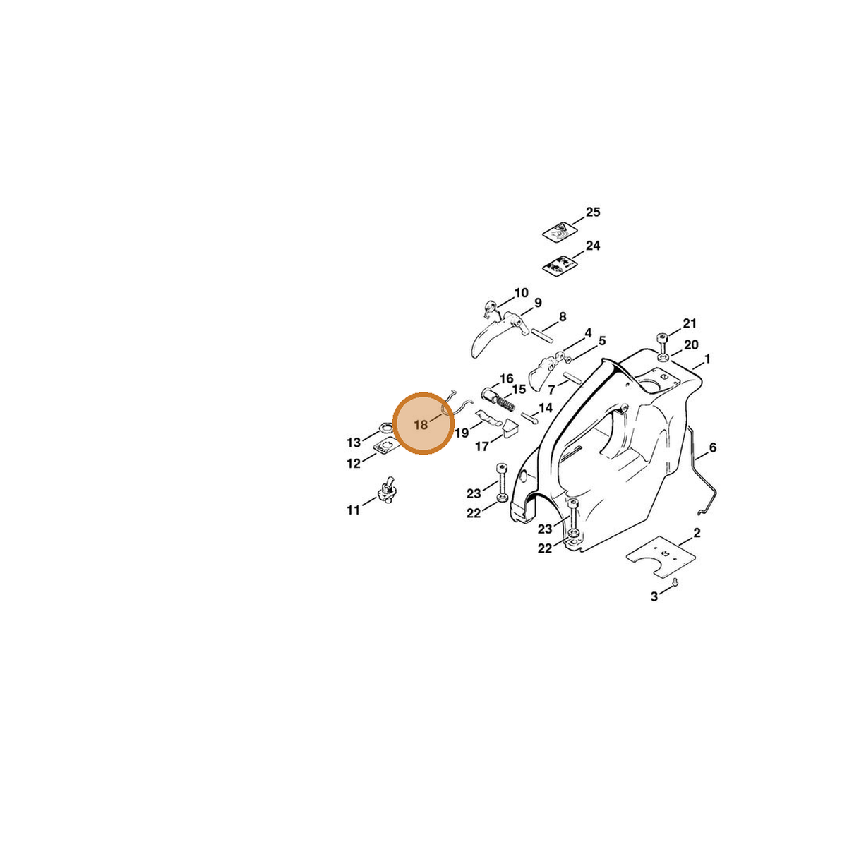 STIHL part 4201-182-1800 — IPL diagram snippet (6x zoom, amber highlight)