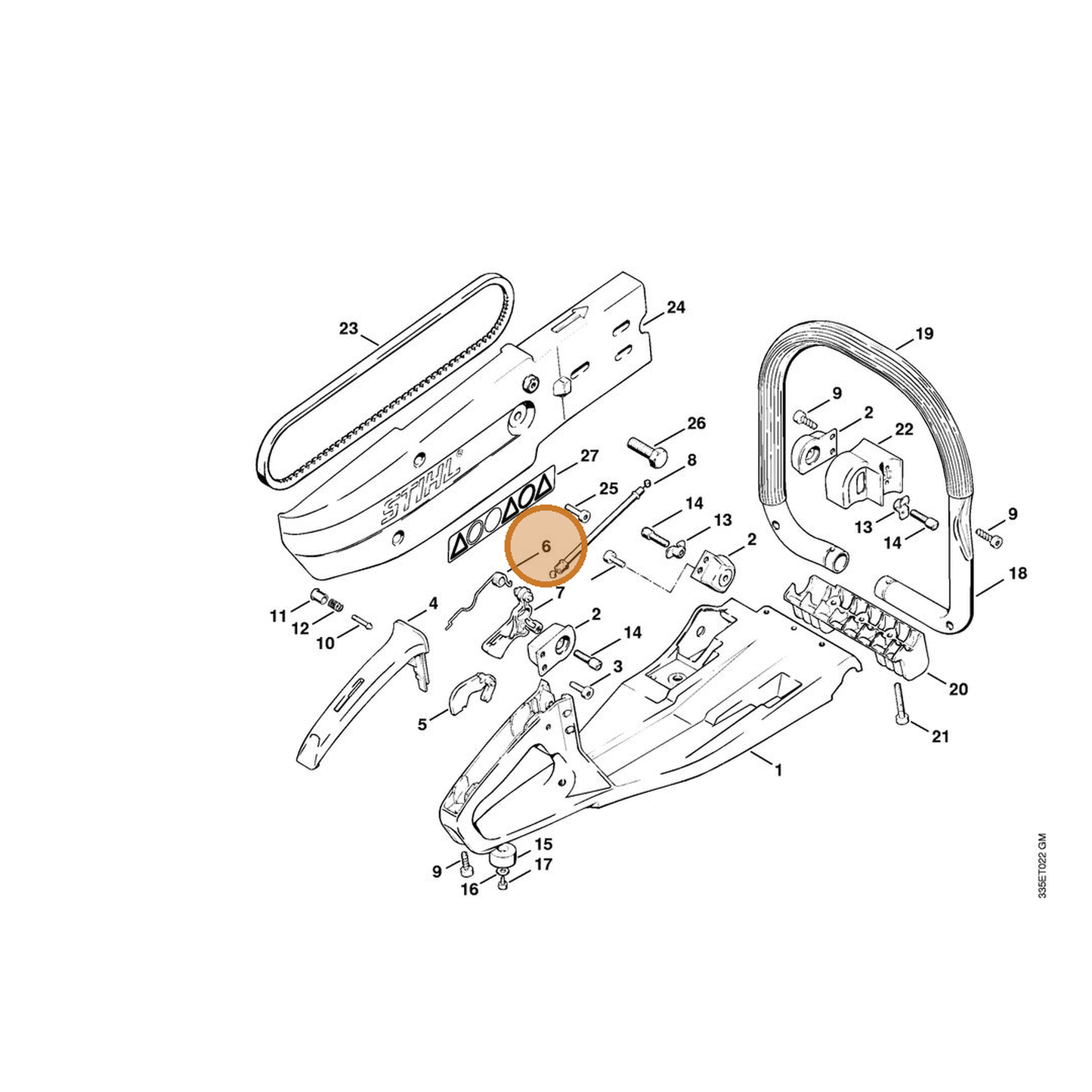STIHL part 4201-182-4500 — IPL diagram snippet (6x zoom, amber highlight)
