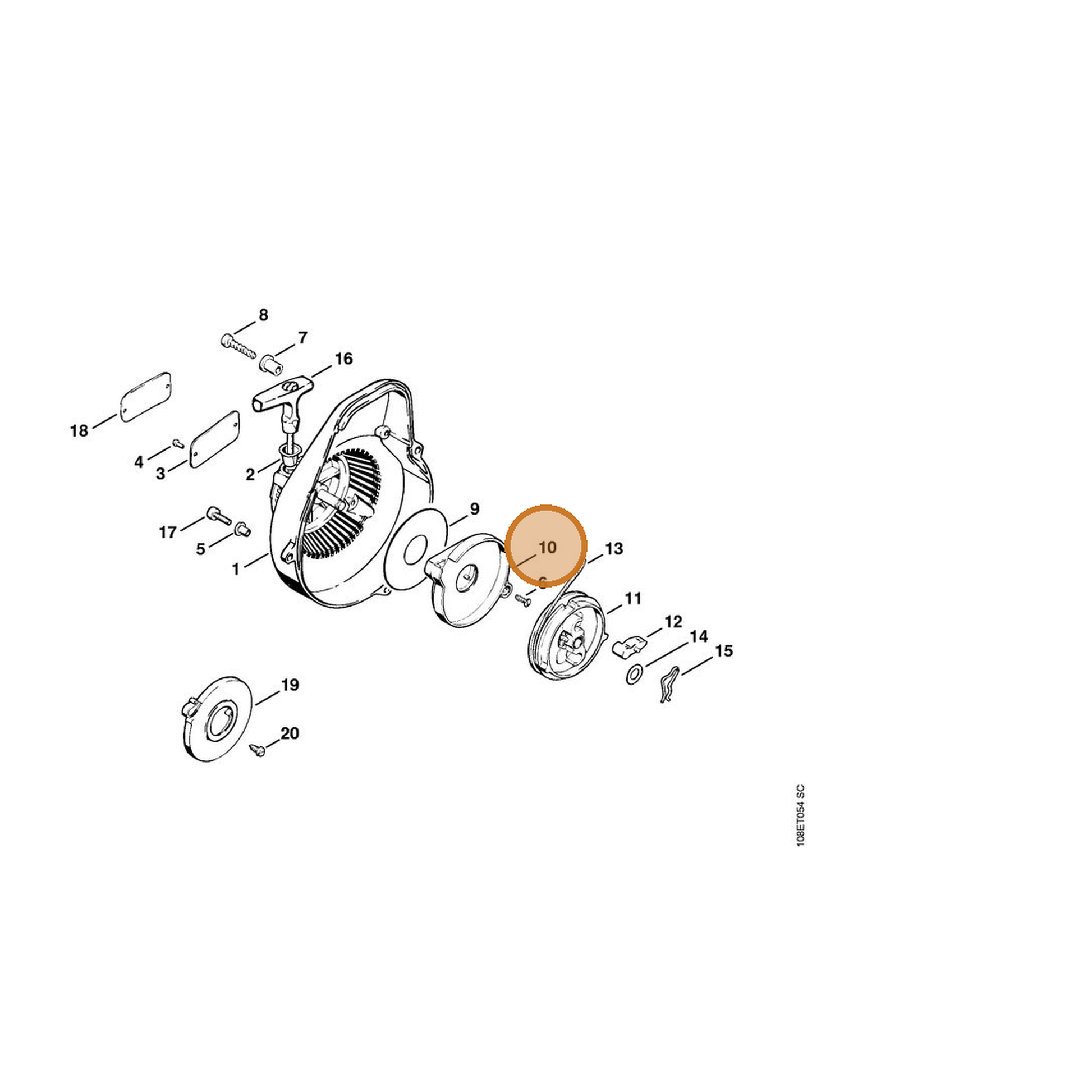 STIHL part 4201-190-0600 — IPL diagram snippet (6x zoom, amber highlight)