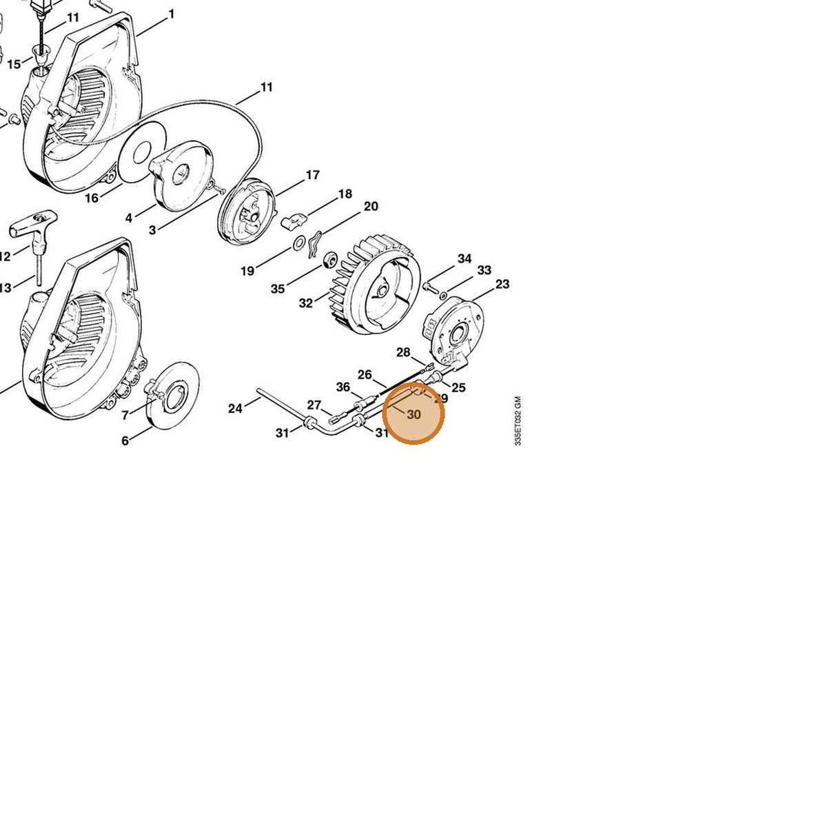 STIHL part 4201-405-8800 — IPL diagram snippet (6x zoom, amber highlight)