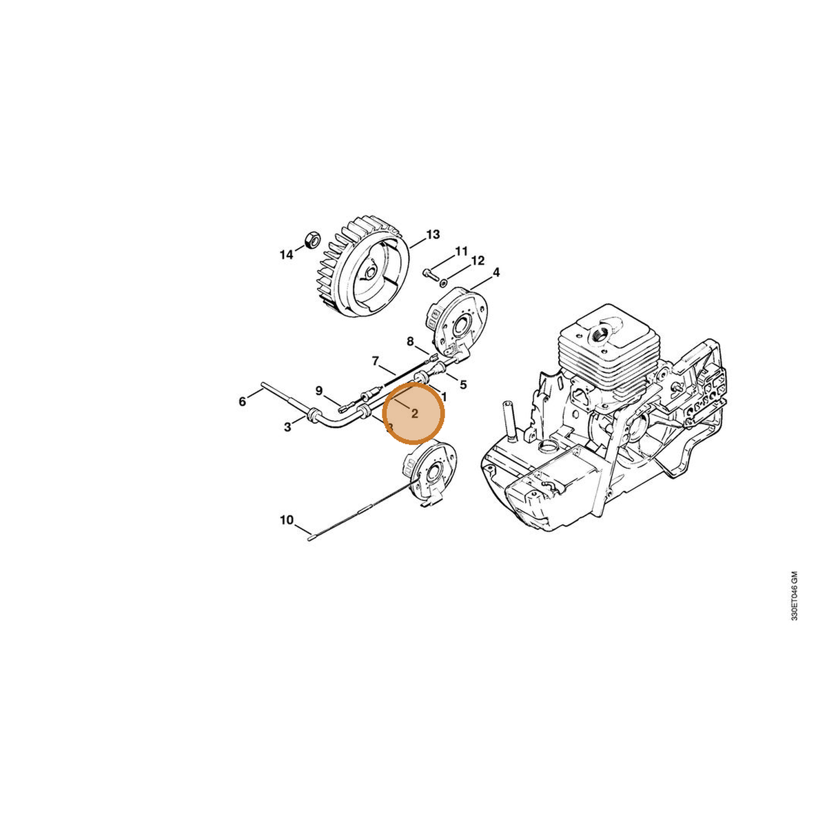 STIHL part 4201-442-0400 — IPL diagram snippet (6x zoom, amber highlight)