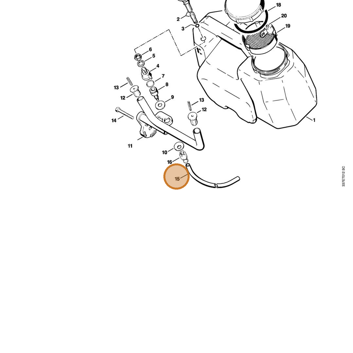 STIHL part 4201-678-1114 — IPL diagram snippet (6x zoom, amber highlight)