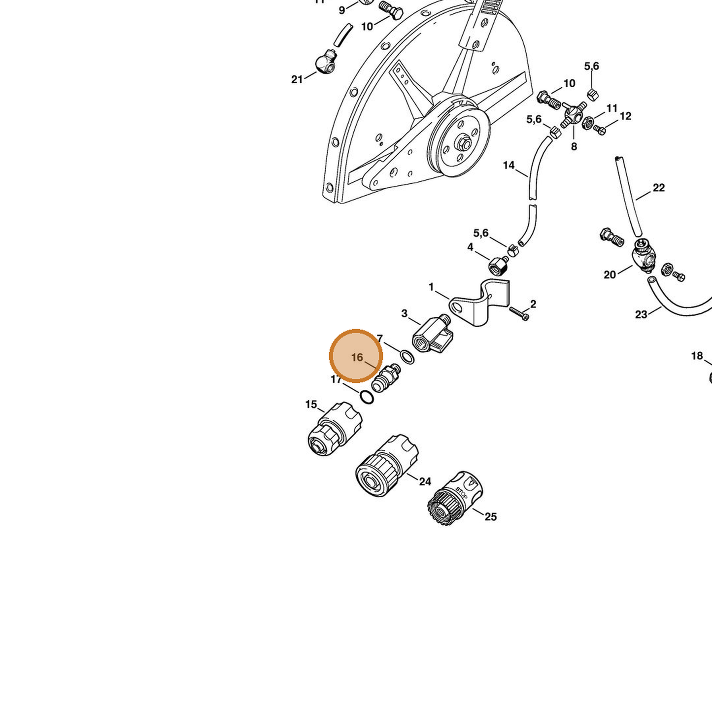 STIHL part 4201-700-7300 — IPL diagram snippet (6x zoom, amber highlight)