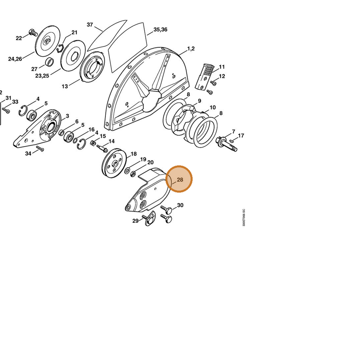 STIHL part 4201-700-8116 — IPL diagram snippet (6x zoom, amber highlight)