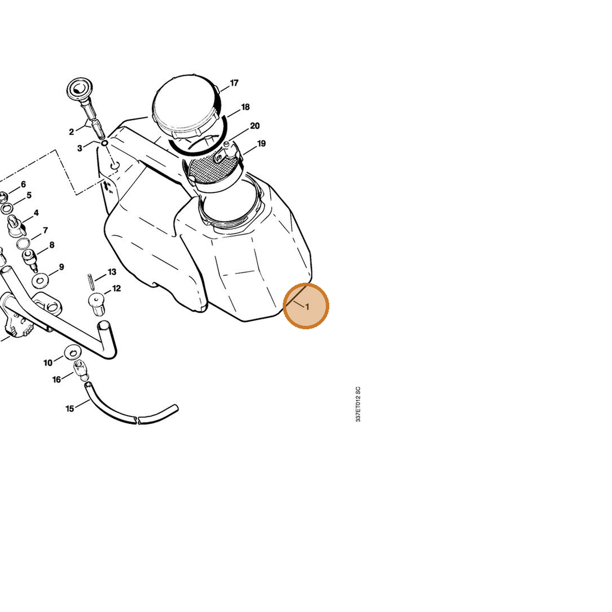 STIHL part 4201-701-0800 — IPL diagram snippet (6x zoom, amber highlight)