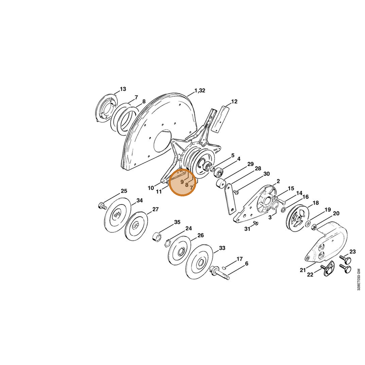 STIHL part 4201-706-8801 — IPL diagram snippet (6x zoom, amber highlight)