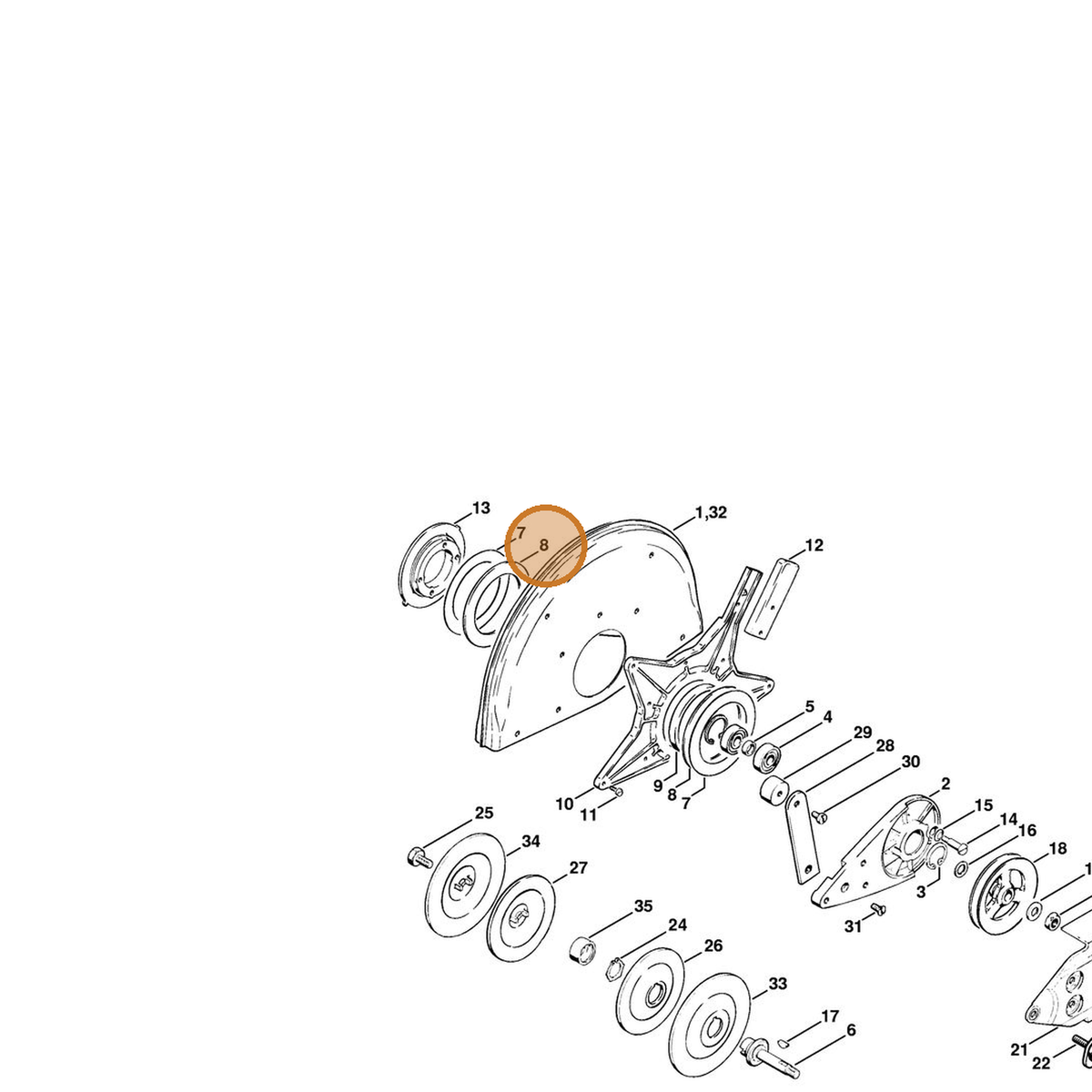 STIHL part 4201-706-9201 — IPL diagram snippet (6x zoom, amber highlight)