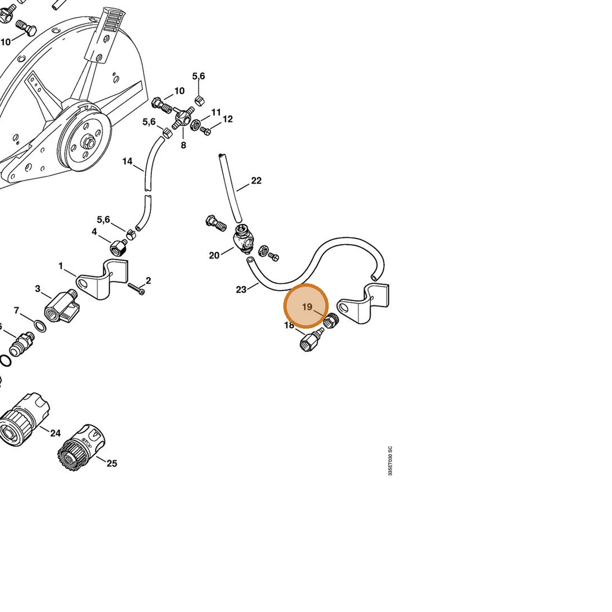 STIHL part 4201-708-3100 — IPL diagram snippet (6x zoom, amber highlight)