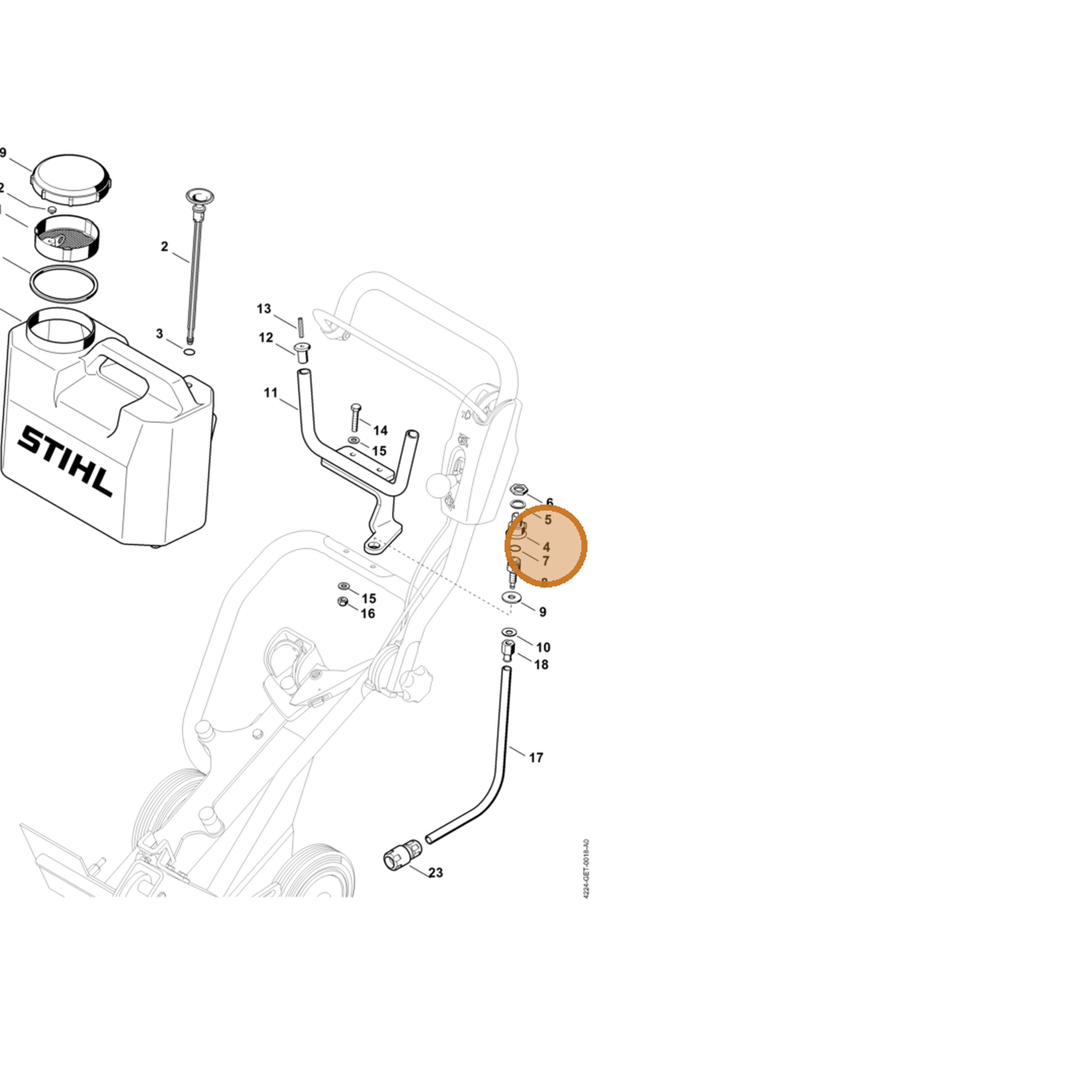 STIHL part 4201-708-8800 — IPL diagram snippet (6x zoom, amber highlight)
