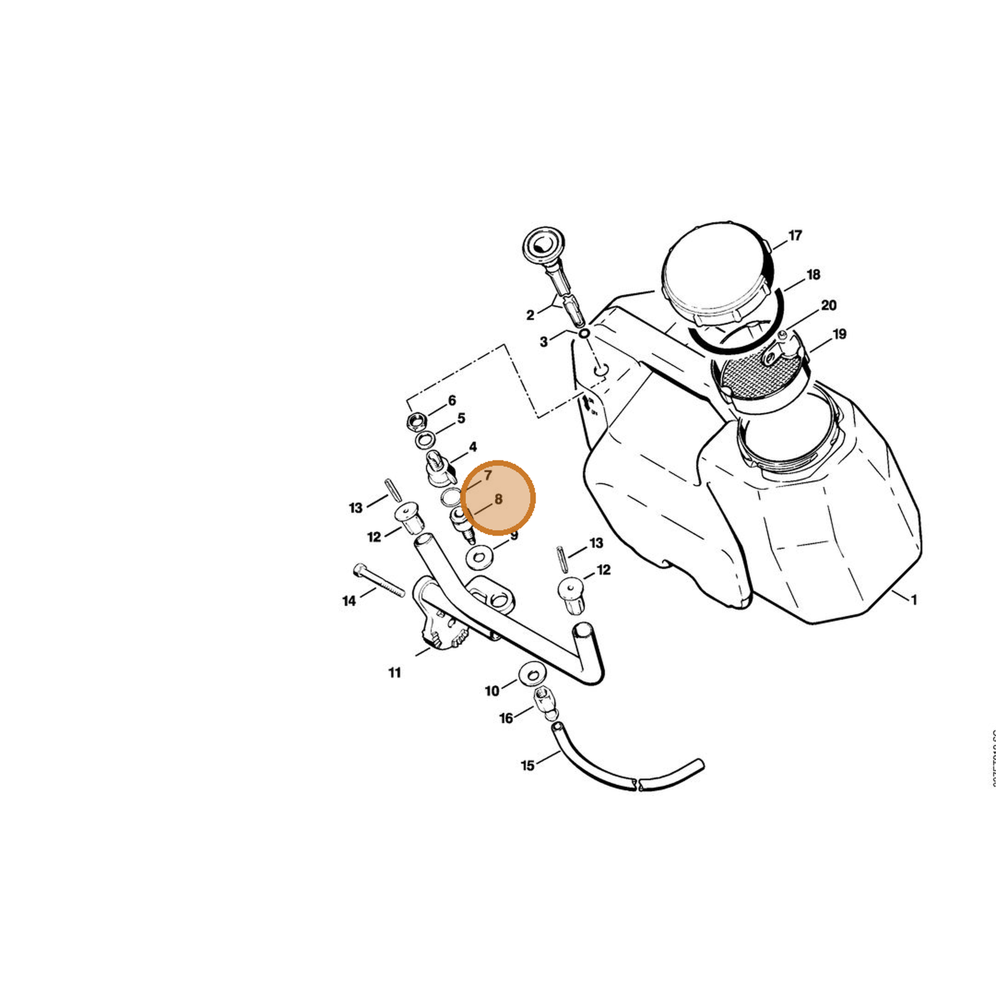 STIHL part 4201-708-9600 — IPL diagram snippet (6x zoom, amber highlight)