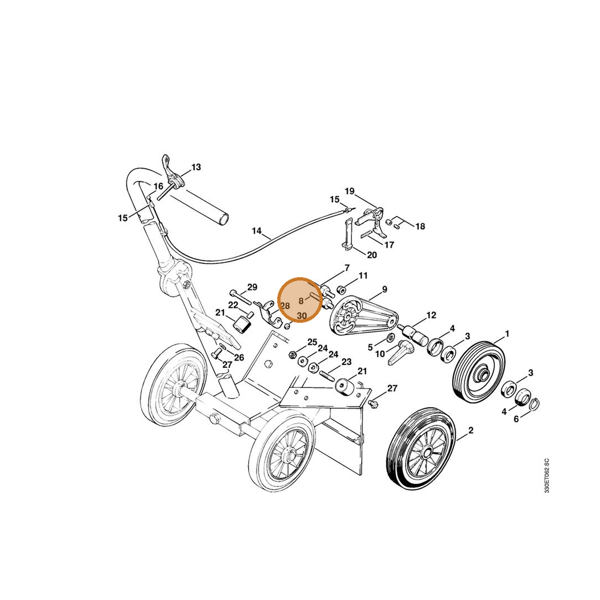 STIHL part 4201-711-8501 — IPL diagram snippet (6x zoom, amber highlight)