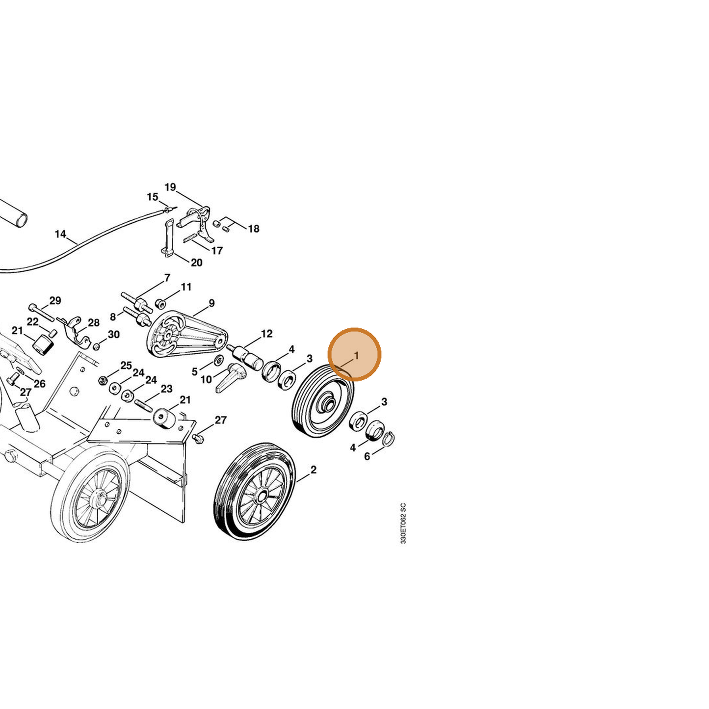 STIHL part 4201-712-1005 — IPL diagram snippet (6x zoom, amber highlight)