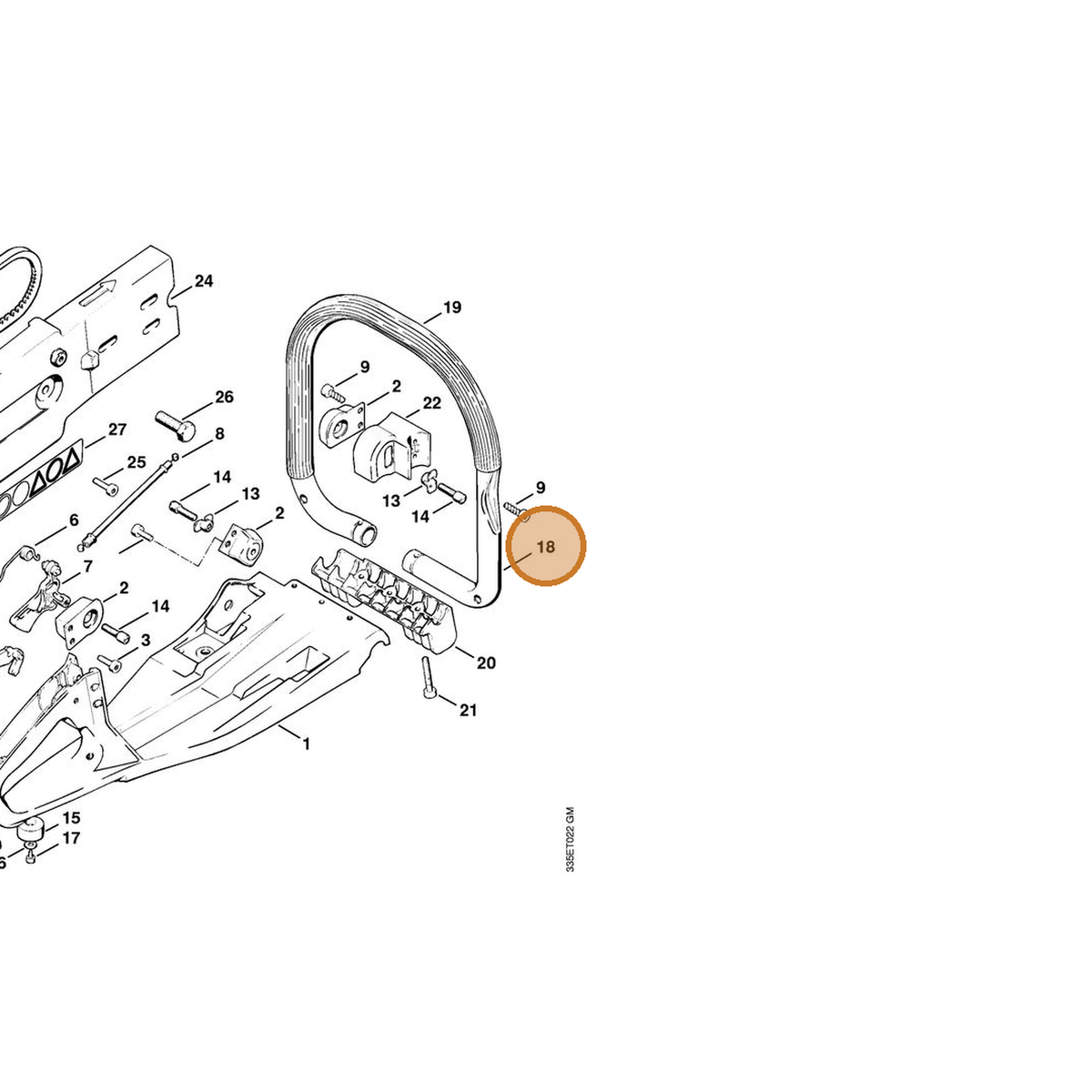 STIHL part 4201-790-1702 — IPL diagram snippet (6x zoom, amber highlight)