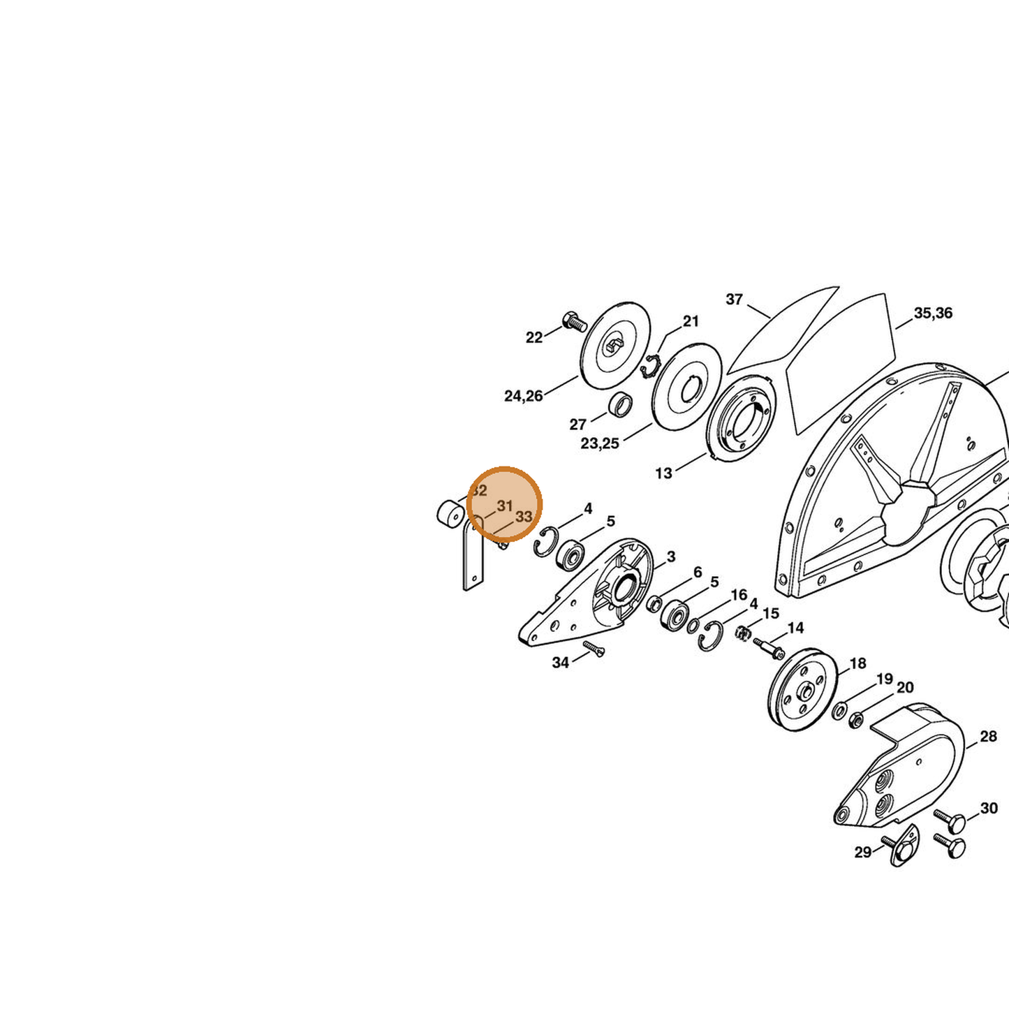 STIHL part 4201-790-6005 — IPL diagram snippet (6x zoom, amber highlight)