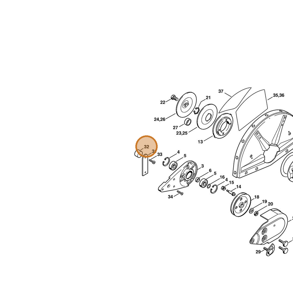 STIHL part 4201-790-9302 — IPL diagram snippet (6x zoom, amber highlight)
