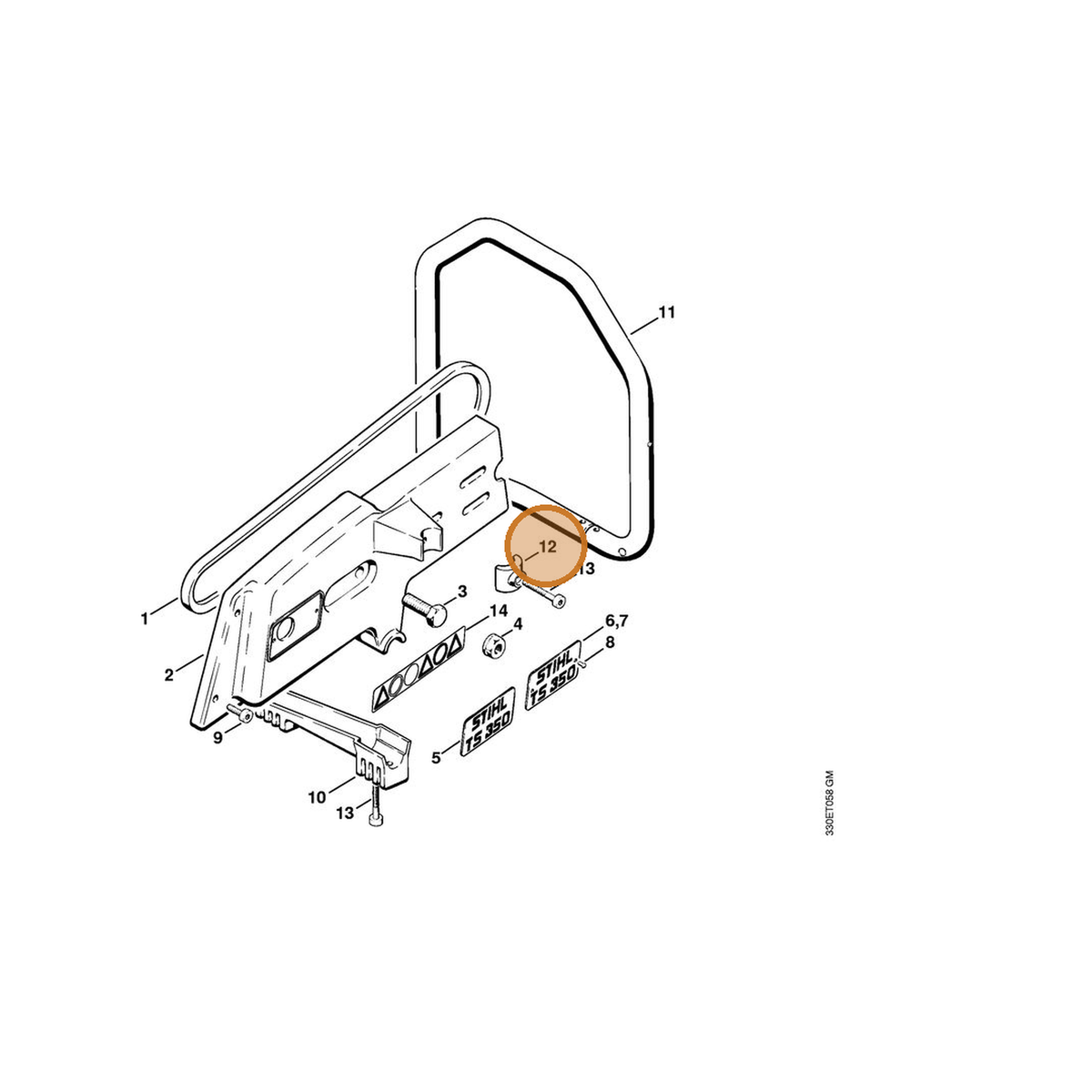 STIHL part 4201-791-9000 — IPL diagram snippet (6x zoom, amber highlight)
