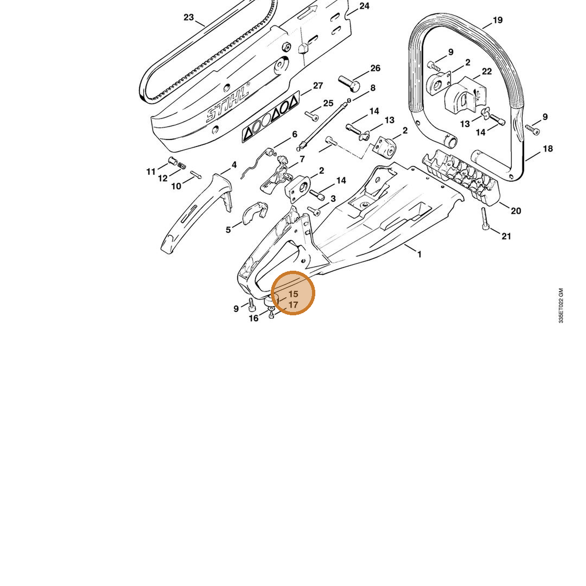 STIHL part 4201-792-9301 — IPL diagram snippet (6x zoom, amber highlight)