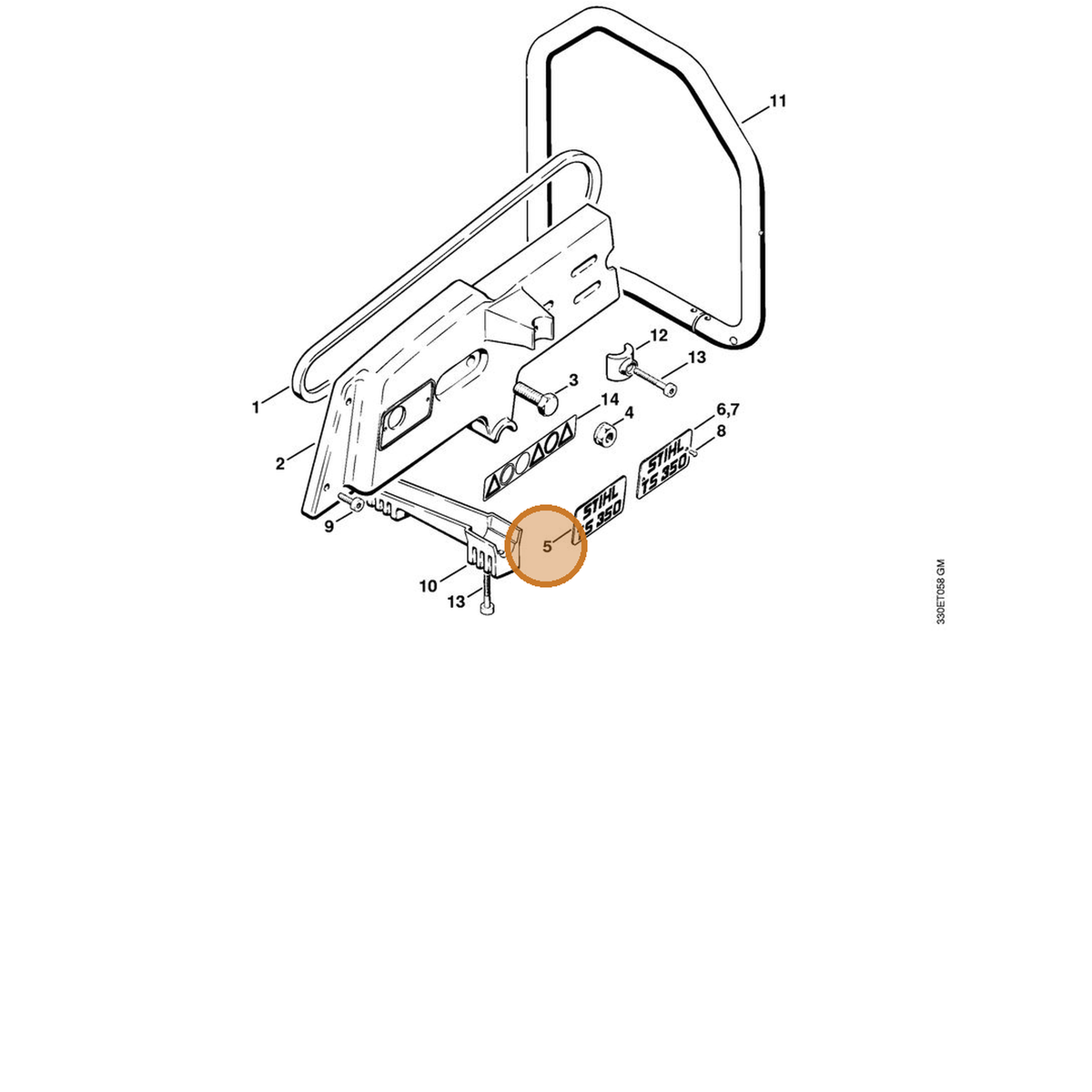 STIHL part 4201-967-1504 — IPL diagram snippet (6x zoom, amber highlight)