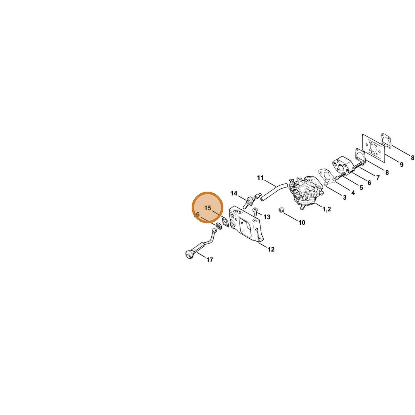 STIHL part 4201-967-3500 — IPL diagram snippet (6x zoom, amber highlight)