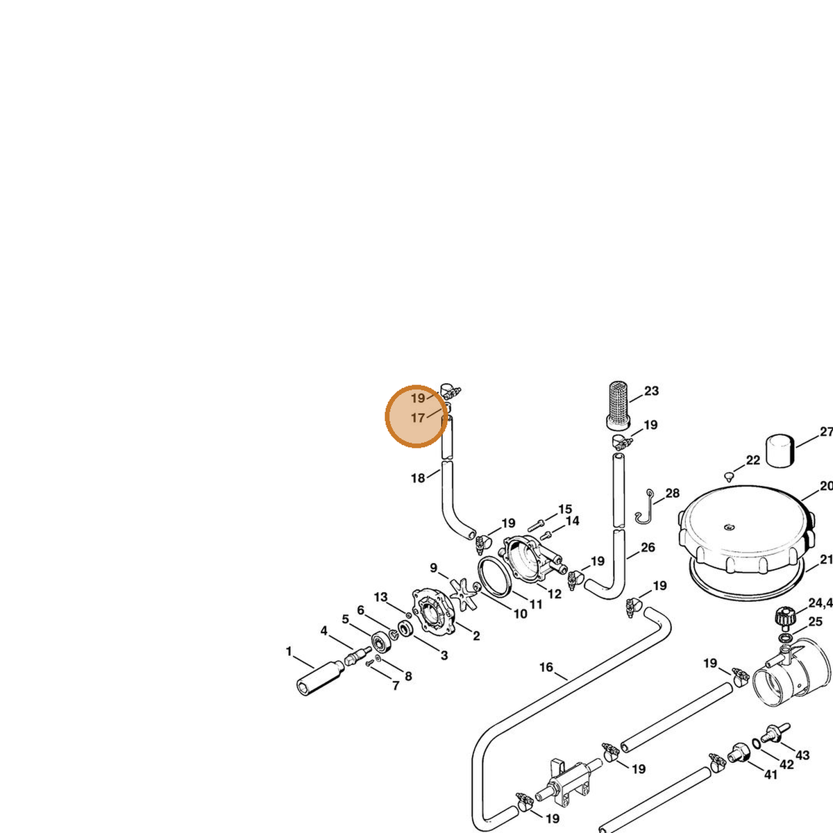 STIHL part 4202-701-2400 — IPL diagram snippet (6x zoom, amber highlight)