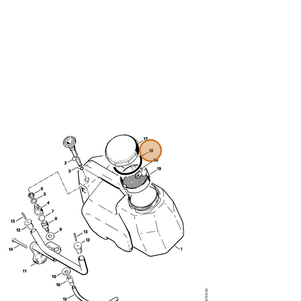STIHL part 4202-709-2000 — IPL diagram snippet (6x zoom, amber highlight)