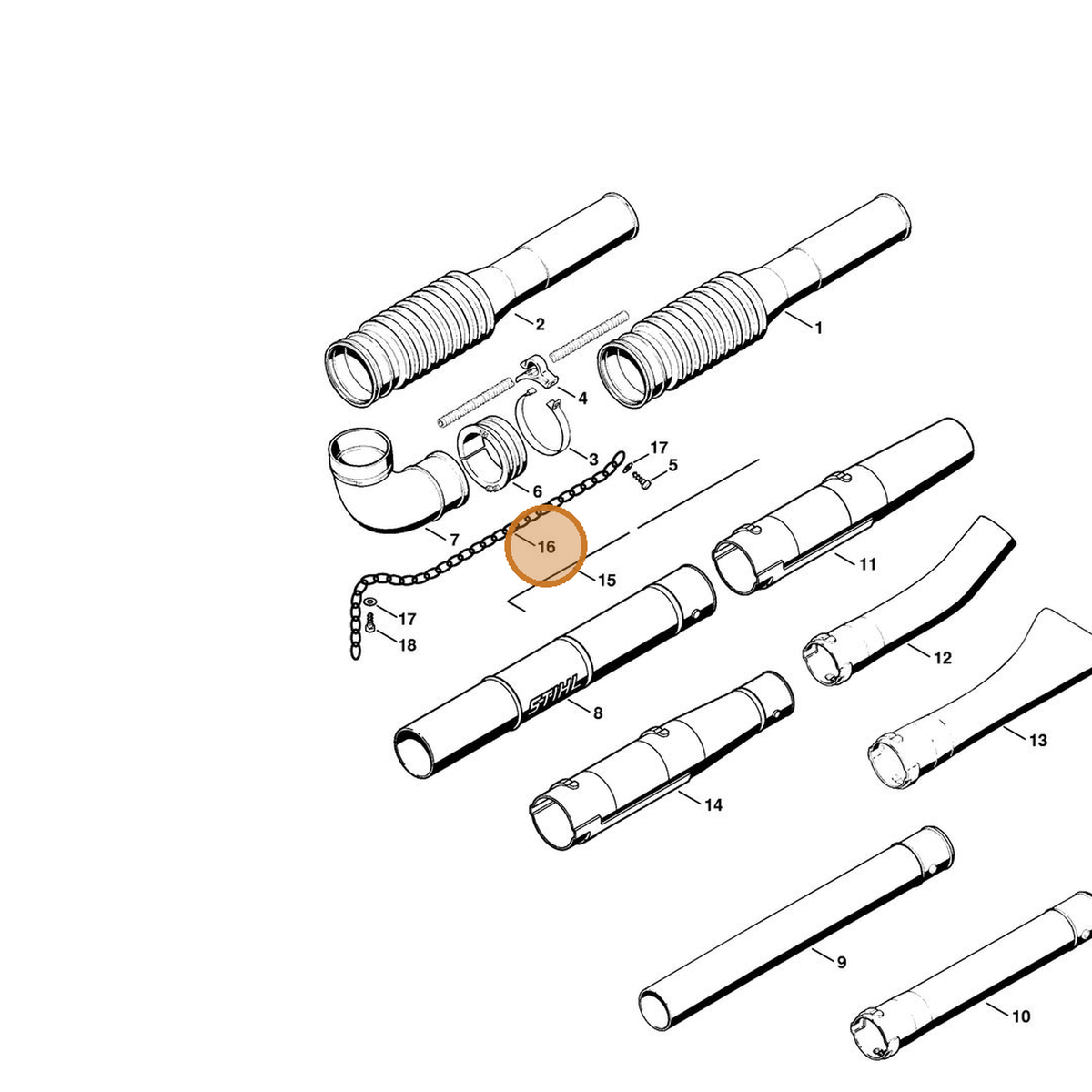 STIHL part 4202-717-8100 — IPL diagram snippet (6x zoom, amber highlight)