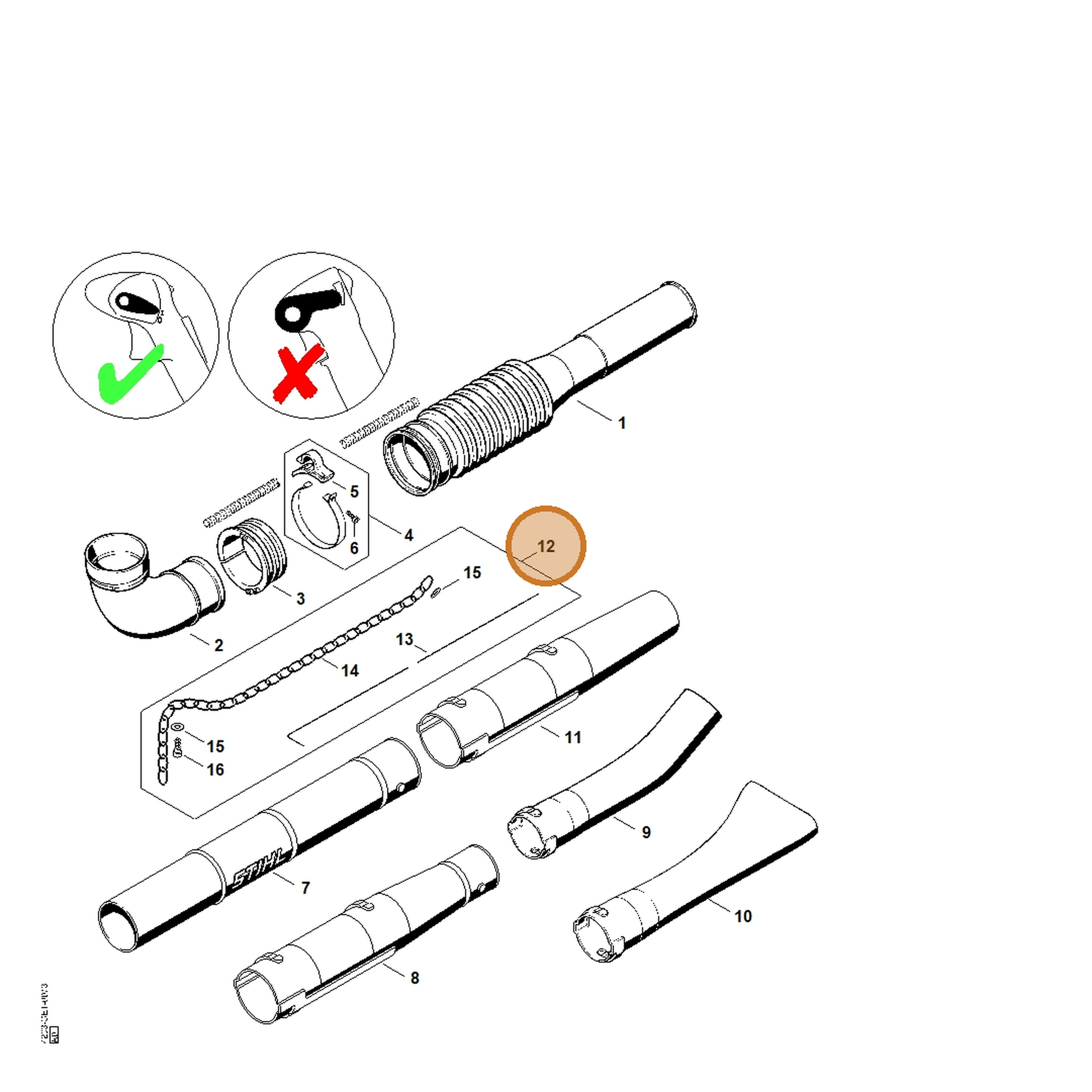 STIHL part 4203-007-1041 — IPL diagram snippet (6x zoom, amber highlight)