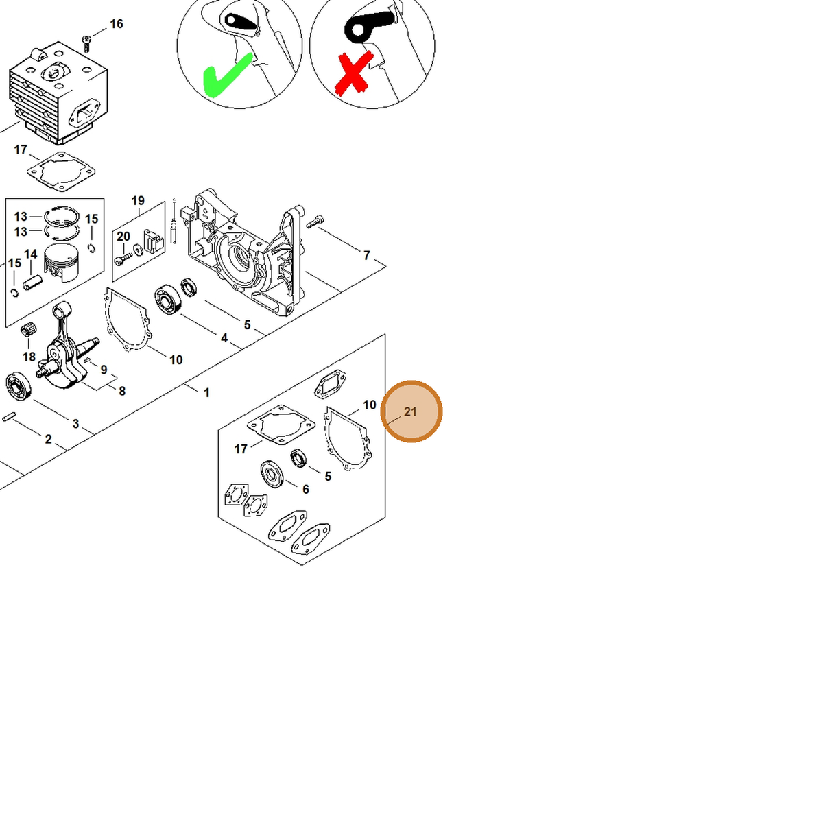 STIHL part 4203-007-1050 — IPL diagram snippet (6x zoom, amber highlight)