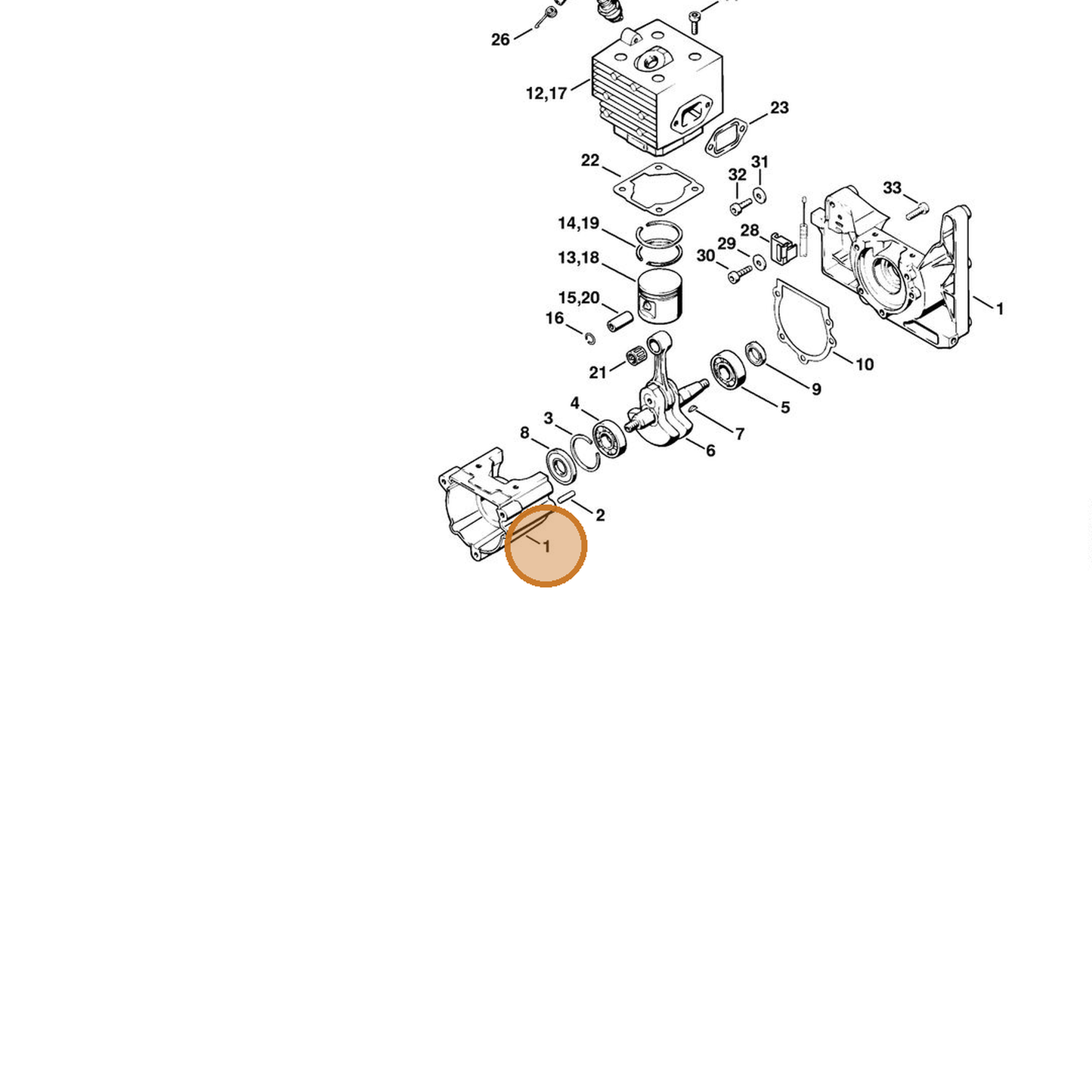 STIHL part 4203-020-2106 — IPL diagram snippet (6x zoom, amber highlight)