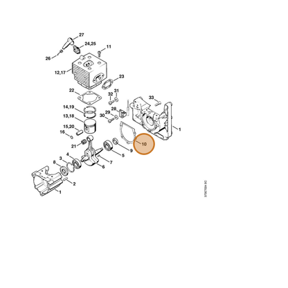 STIHL part 4203-029-0500 — IPL diagram snippet (6x zoom, amber highlight)