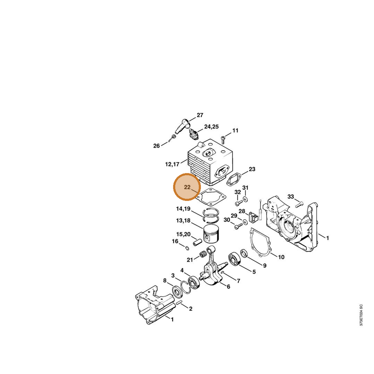 STIHL part 4203-029-2300 — IPL diagram snippet (6x zoom, amber highlight)