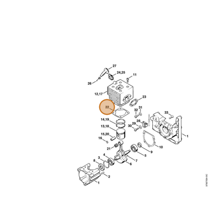 STIHL part 4203-029-2300 — IPL diagram snippet (6x zoom, amber highlight)