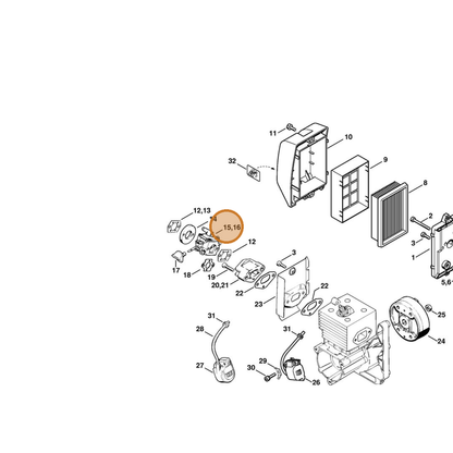 STIHL part 4203-120-0610 — IPL diagram snippet (6x zoom, amber highlight)