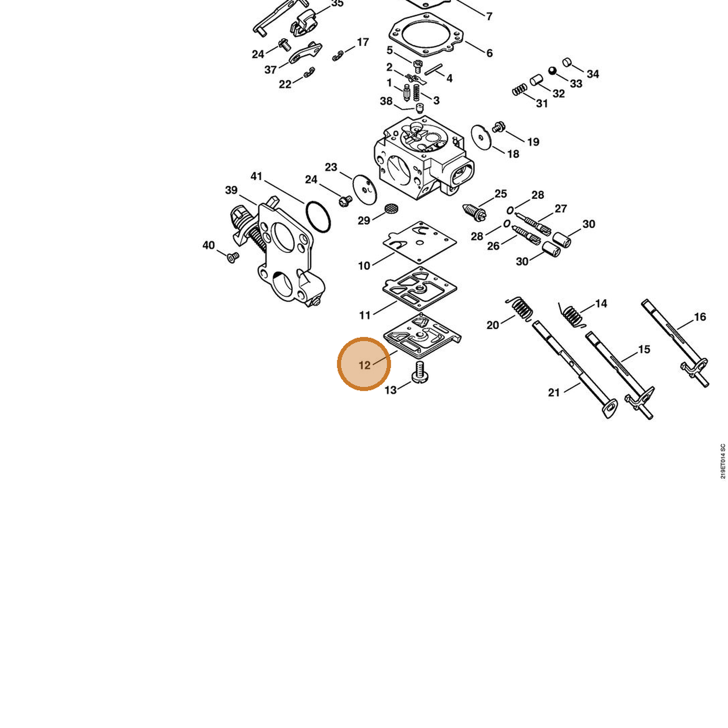 STIHL part 4203-121-0800 — IPL diagram snippet (6x zoom, amber highlight)