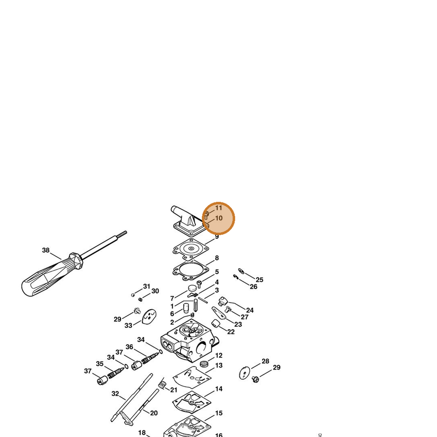 STIHL part 4203-121-0803 — IPL diagram snippet (6x zoom, amber highlight)