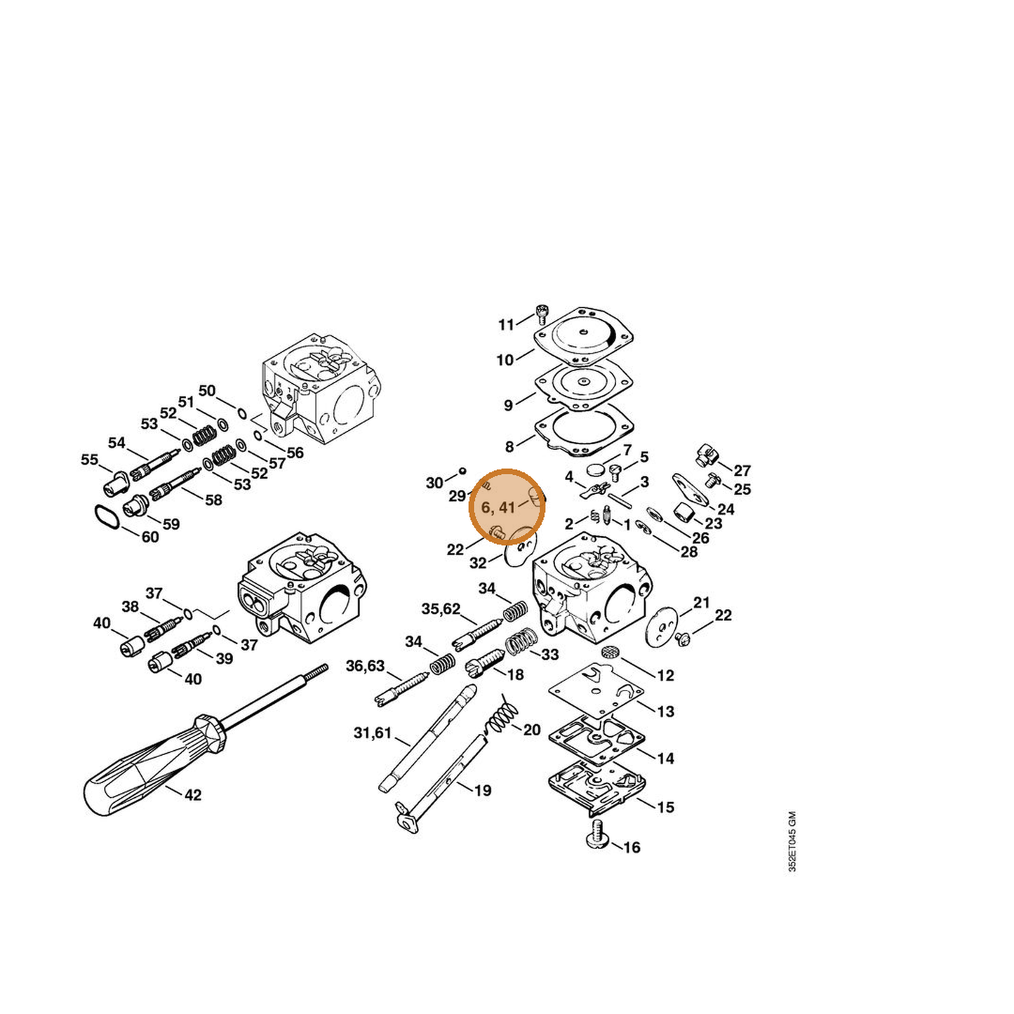 STIHL part 4203-121-5400 — IPL diagram snippet (6x zoom, amber highlight)