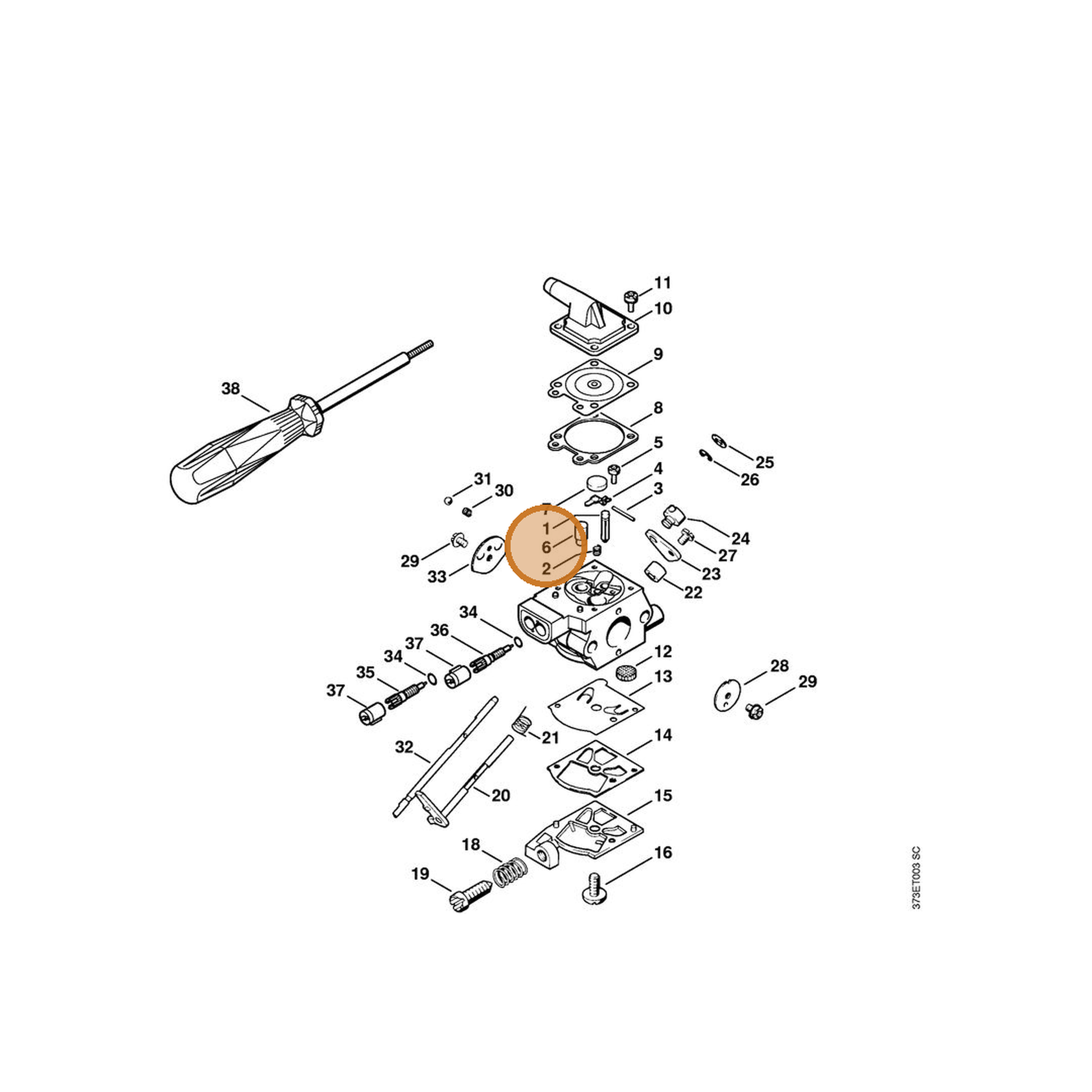 STIHL part 4203-122-5200 — IPL diagram snippet (6x zoom, amber highlight)