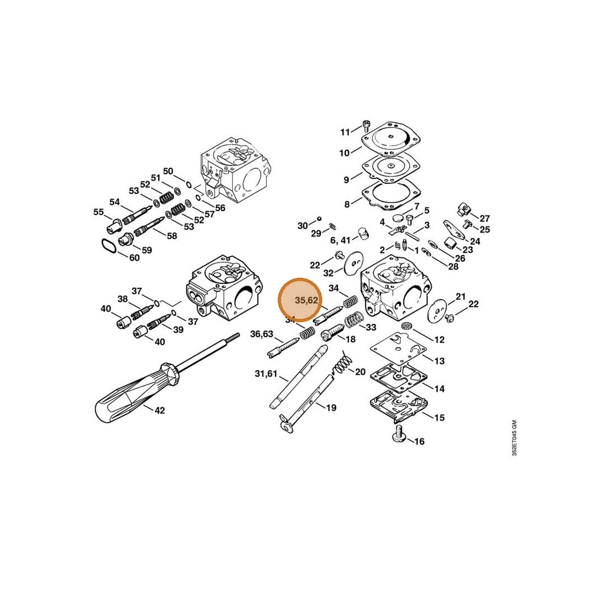 STIHL part 4203-122-6701 — IPL diagram snippet (6x zoom, amber highlight)