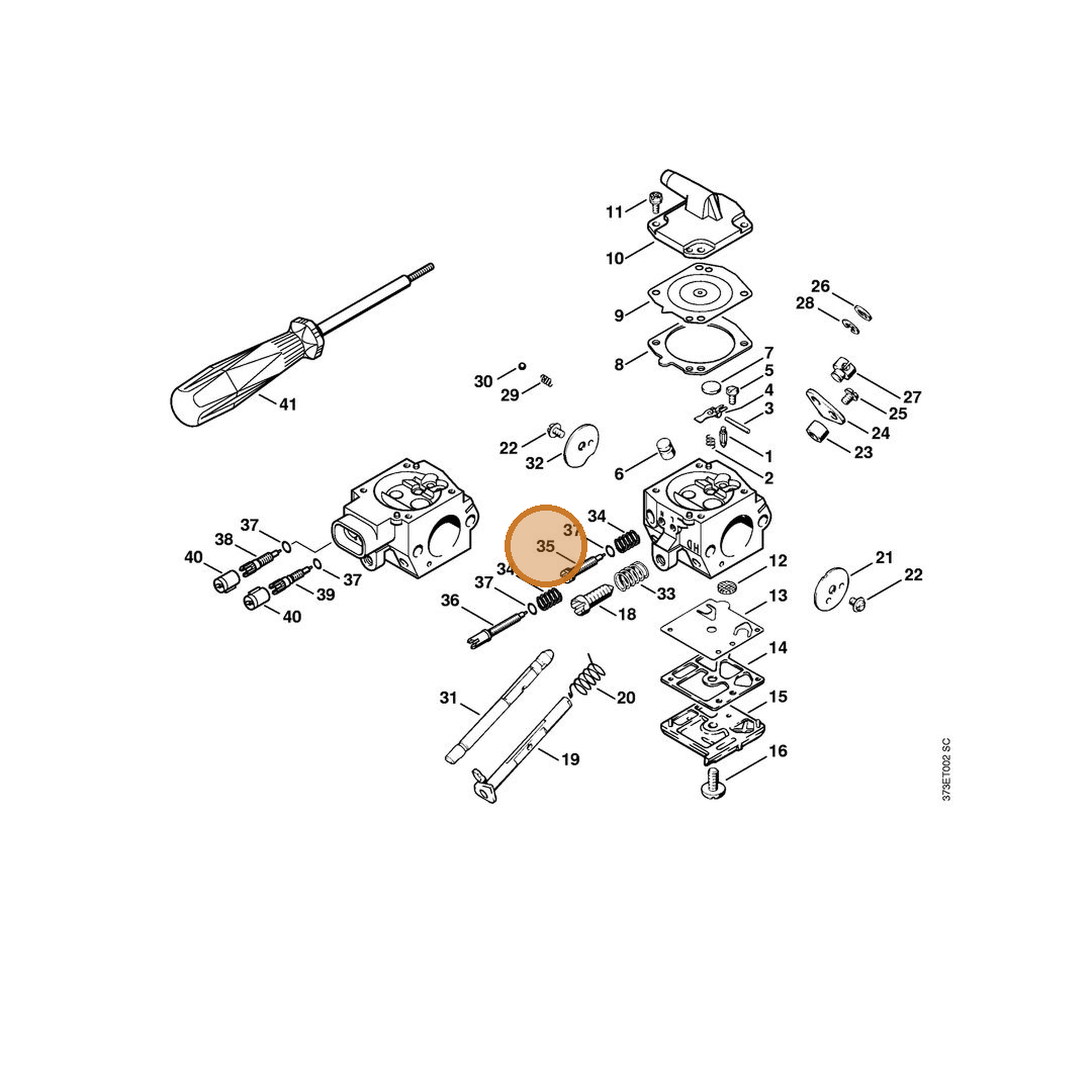 STIHL part 4203-122-6704 — IPL diagram snippet (6x zoom, amber highlight)