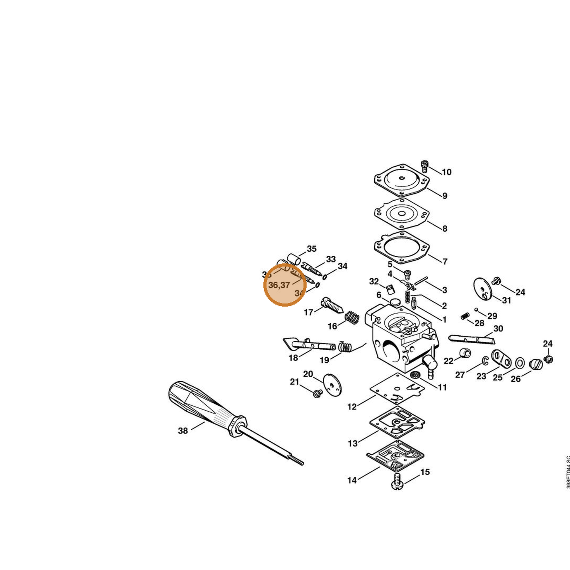 STIHL part 4203-122-6804 — IPL diagram snippet (6x zoom, amber highlight)