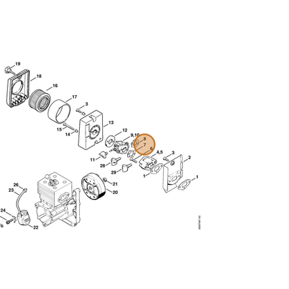 STIHL part 4203-129-0900 — IPL diagram snippet (6x zoom, amber highlight)