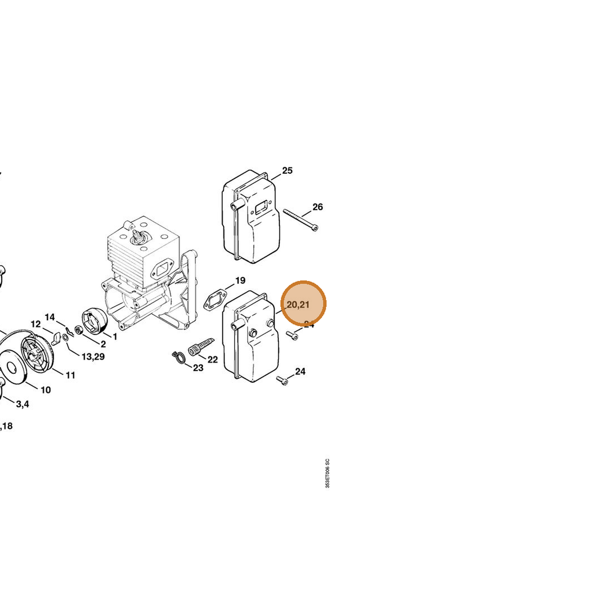 STIHL part 4203-140-0602 — IPL diagram snippet (6x zoom, amber highlight)