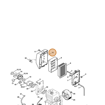 STIHL part 4203-140-1001 — IPL diagram snippet (6x zoom, amber highlight)