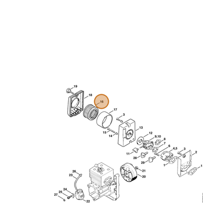 STIHL part 4203-141-0300 — IPL diagram snippet (6x zoom, amber highlight)
