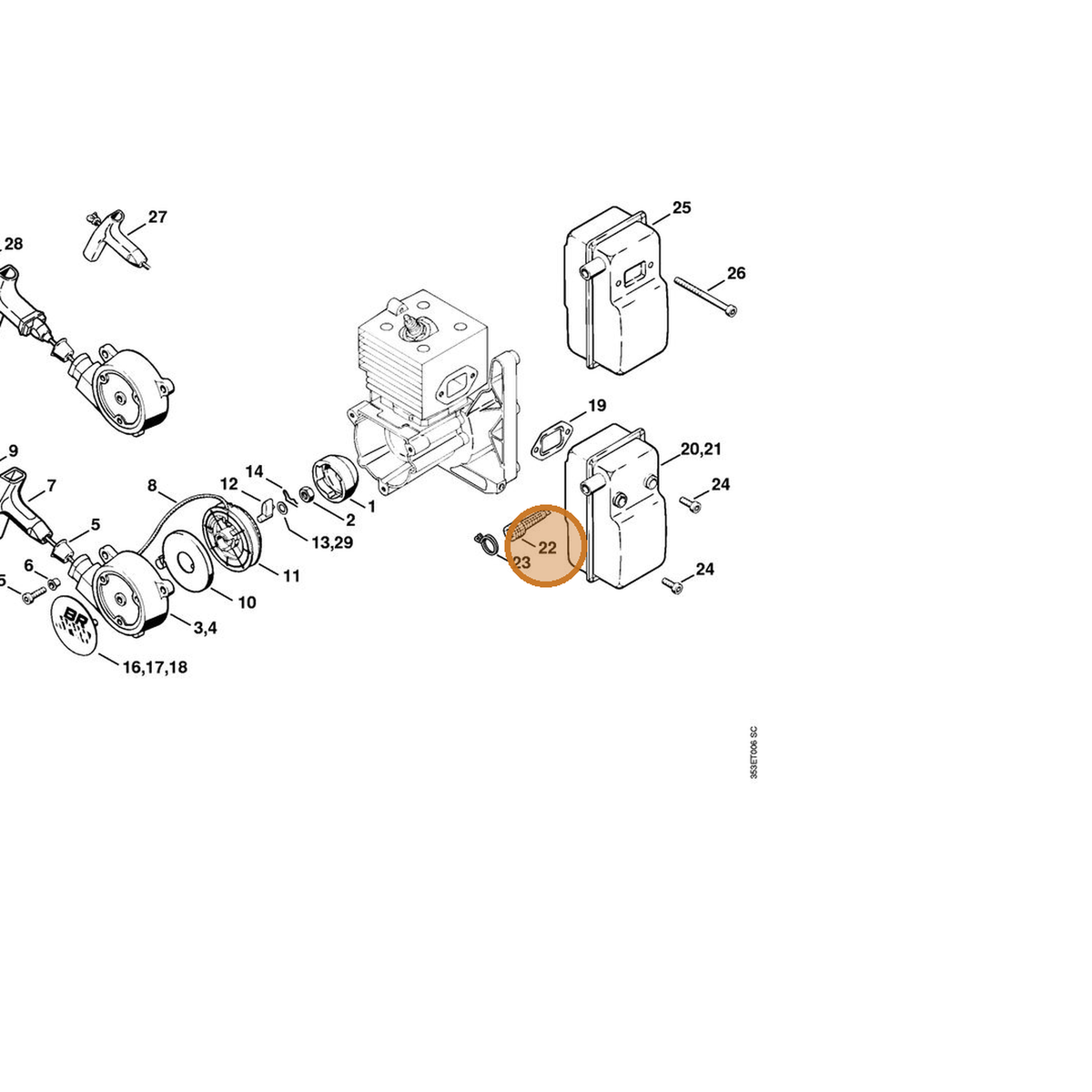 STIHL part 4203-141-9005 — IPL diagram snippet (6x zoom, amber highlight)