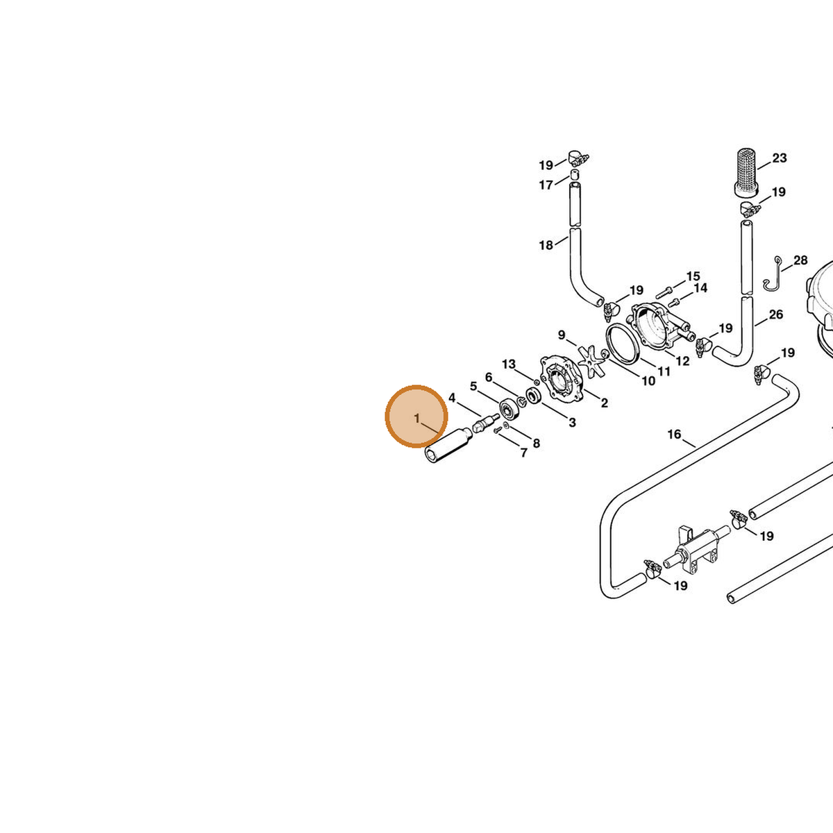 STIHL part 4203-162-3100 — IPL diagram snippet (6x zoom, amber highlight)