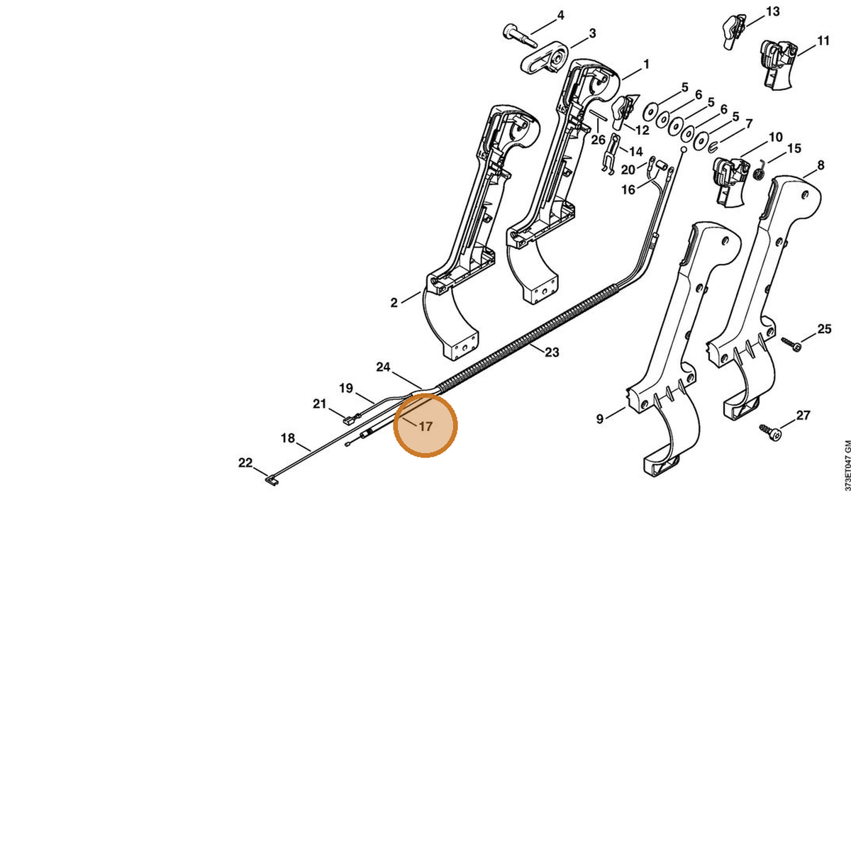 STIHL part 4203-180-1104 — IPL diagram snippet (6x zoom, amber highlight)